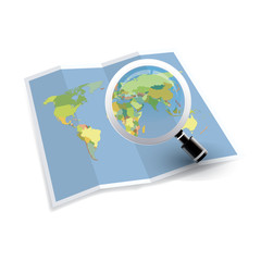 Magnifying glass zooming on map Location searching