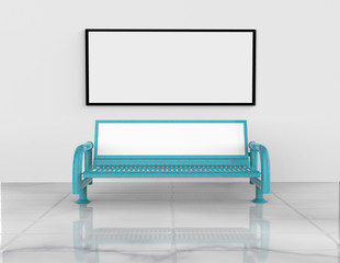 Street Bench Advertising Mock up isolated on a white background. 3d illustration