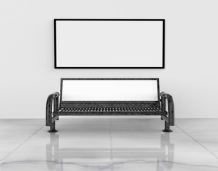 Street Bench Advertising Mock up isolated on a white background. 3d illustration
