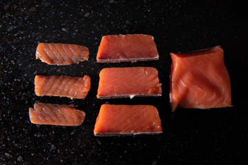 fresh fish on black background