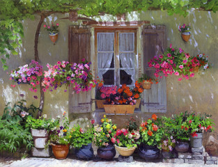 Window in flowers.