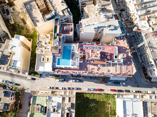 Bugibba buildings from air, Malta
