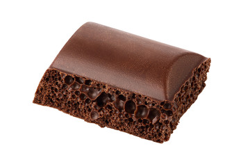 chocolate piece isolated on white background with clipping path
