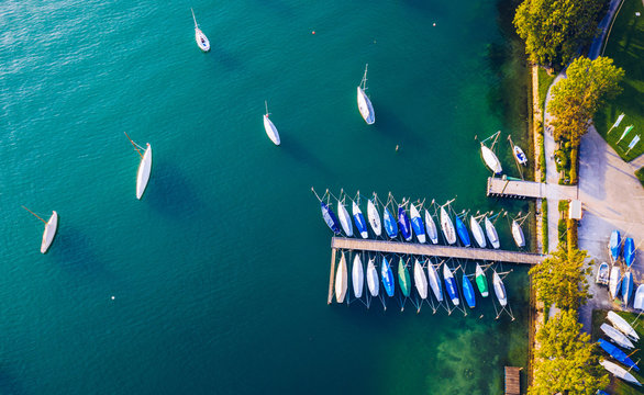 Tegernsee, Germany. Lake Tegernsee in Rottach-Egern (Bavaria), Germany near the Austrian border. Aerial view of the lake "Tegernsee" in the Alps of Bavaria. Bad Wiessee. Tegernsee lake in Bavaria.