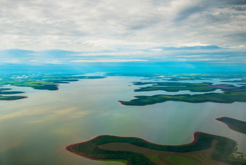 Manaus, Amazonas, Brazil: Top view of the river. Beautiful landscape from the window of the...