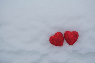 Snow hearts red winter two