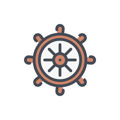 Helm color line icon. Ship handwheel vector outline colorful sign.