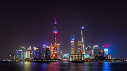 Obraz na płótnie Canvas Shanghai skyline and skyscraper, Shanghai modern city in China on the Huangpu River.