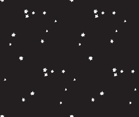 Sky stars black and white space seamless pattern