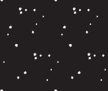 Sky stars black and white space seamless pattern