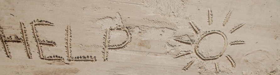 Help me the inscription on the sand. Please help me. On a tropical beach