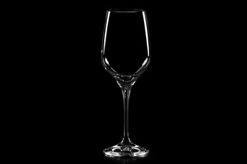 empty wineglass on black  background