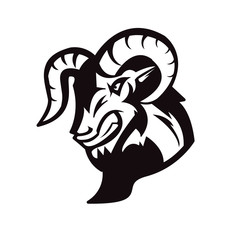 goat mascot logo silhouette version. angry goat logo. goat logo in e-sport style. mascot logo illustration of a goat design vector