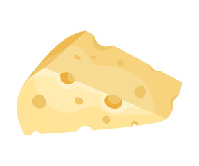 Piece of Cheese, Fresh Dairy Product, Culinary Ingredient Vector Illustration