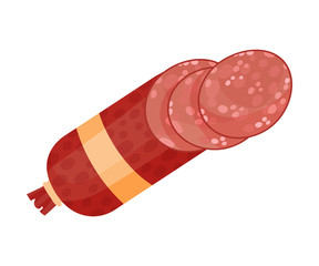 Fresh Salami Sausage Meat Product, Culinary Ingredient Vector Illustration