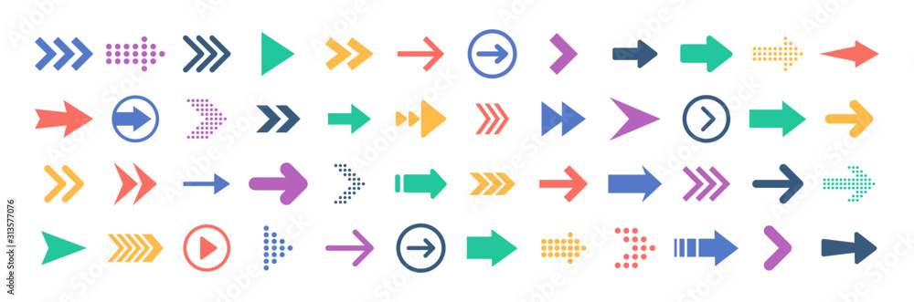 Fototapete arrows big black set icons. arrow icon. arrow vector collection. arrow. cursor. modern simple arrows