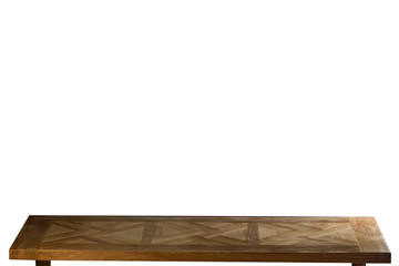 Dark Wooden tabletop on white background. Empty wood table.