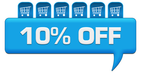Discount Ten Percent Off Blue Comment With Shopping Carts On Top 