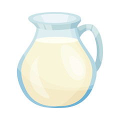 Glass Jug of Milk, Healthy Fresh Dairy Product, Culinary Ingredient Vector Illustration