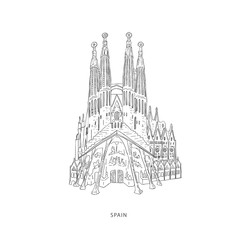 Travel illustration with attraction of Spain