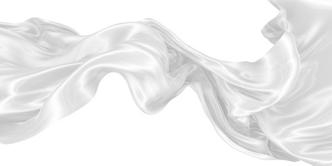 Abstract background of white wavy silk or satin. 3d rendering image.