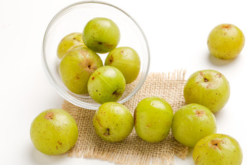 Fresh Indian gooseberry in glass bowl 