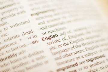The definition of the word English in a dictionary	