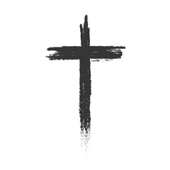 Hand drawn cross. Vector cross. The cross is made with a brush.