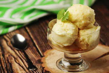 Ice cream scoops in an ice cream bowl	