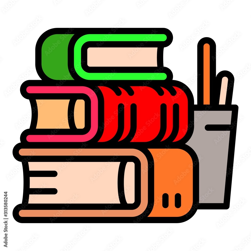Poster stack school books icon. outline stack school books vector icon for web design isolated on white bac