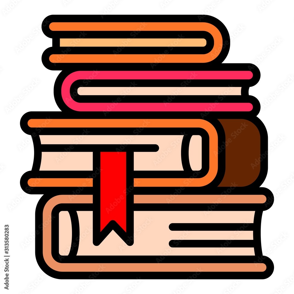 Poster library books stack icon. outline library books stack vector icon for web design isolated on white b