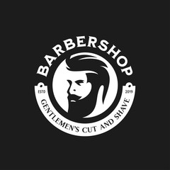 Barber shop emblem badge logotype sign. Vector vintage illustration.