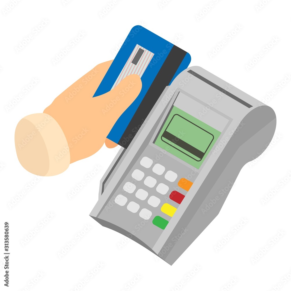 Poster bank terminal icon. isometric of bank terminal vector icon for web design isolated on white backgrou