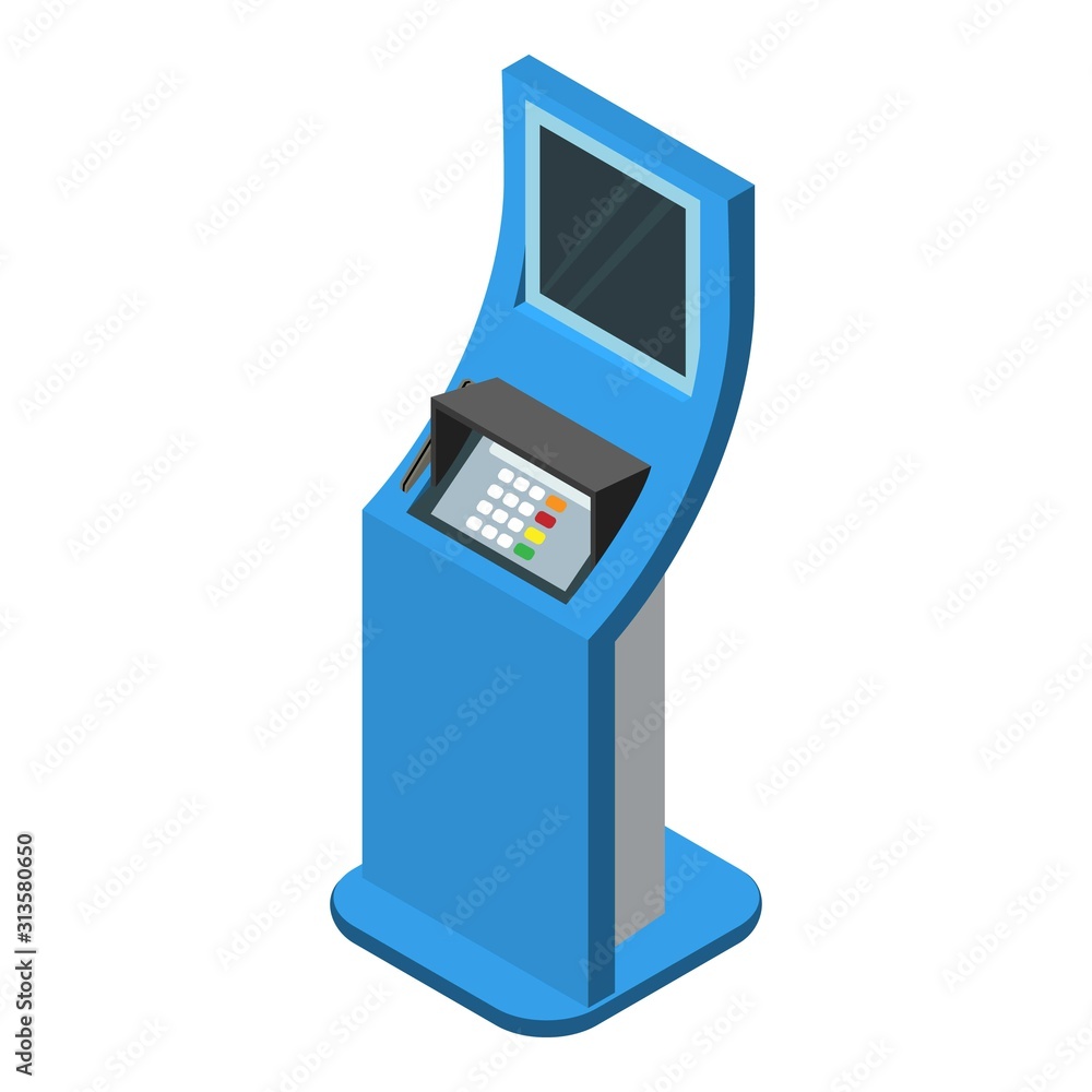 Poster kiosk icon. isometric of kiosk vector icon for web design isolated on white background