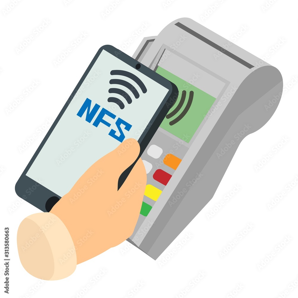 Poster nfc payment icon. isometric of nfc payment vector icon for web design isolated on white background