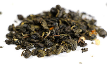 Green tea. Granulated. The leaves are large. Tea tradition. Antioxidant.