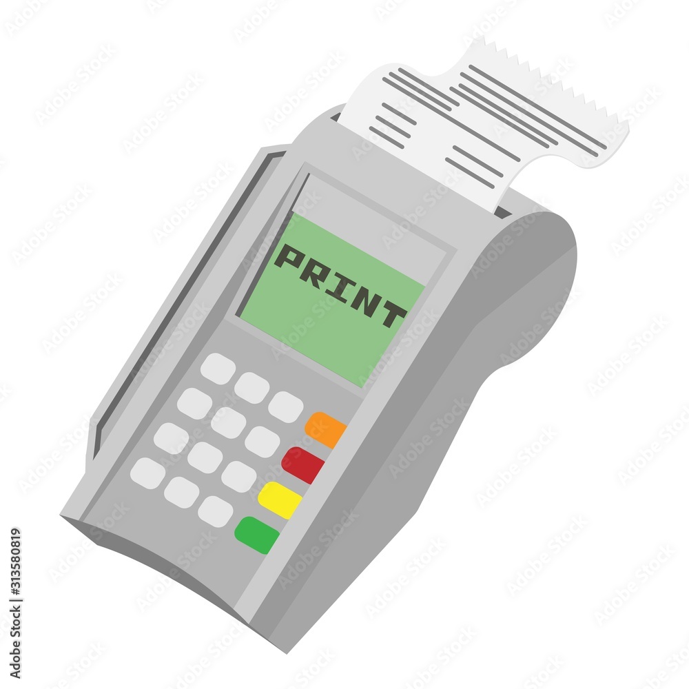 Poster print bill paper icon. isometric of print bill paper vector icon for web design isolated on white ba