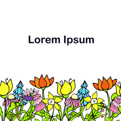 Fototapeta premium Floral colorful background, Lorem Ipsum hand drawn background ink graphic art design elements stock vector illustration, for web, for print, for textile, for cower