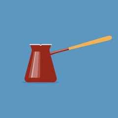 Coffee cezve illustration in flat style. Vector