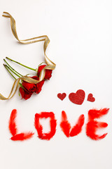 Red rose in romantic background.