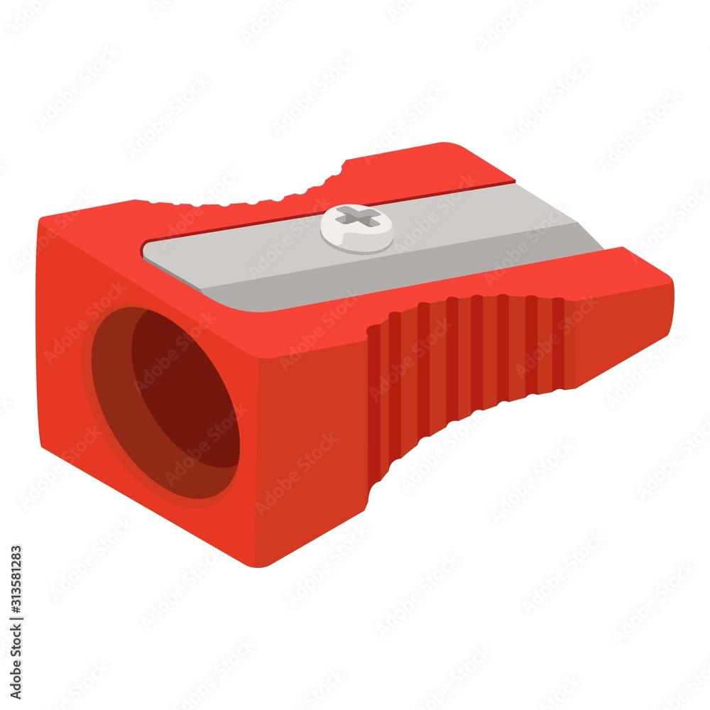 Poster red sharpener icon. isometric of red sharpener vector icon for web design isolated on white backgrou