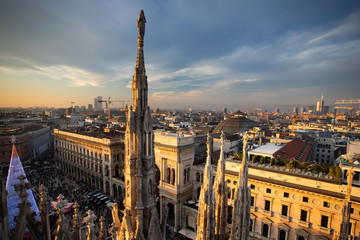 Architectural detail of the Milan Cathedral - Duomo di Milano, Italy