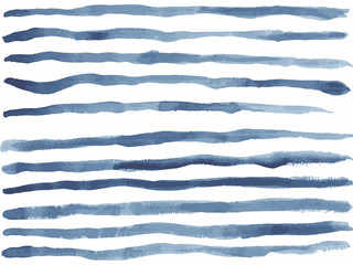 Abstract vector striped horizontal background in indigo blue - 313582618