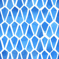 Geometric monochrome background in blue. Seamless vector pattern