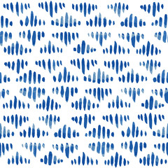Blue dashed hand drawn background seamless vector pattern