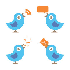 flat Vector icon - illustration of Talking Blue Bird icon