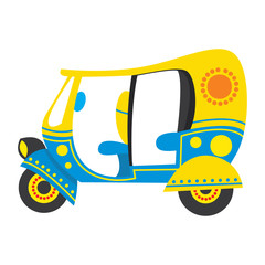 Auto Rickshaw, Eco friendly and indian Traditional Theme Illustration