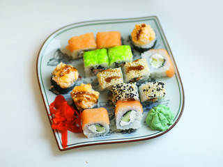 japanese sushi rolls food close up photo on the plate © ulianna19970