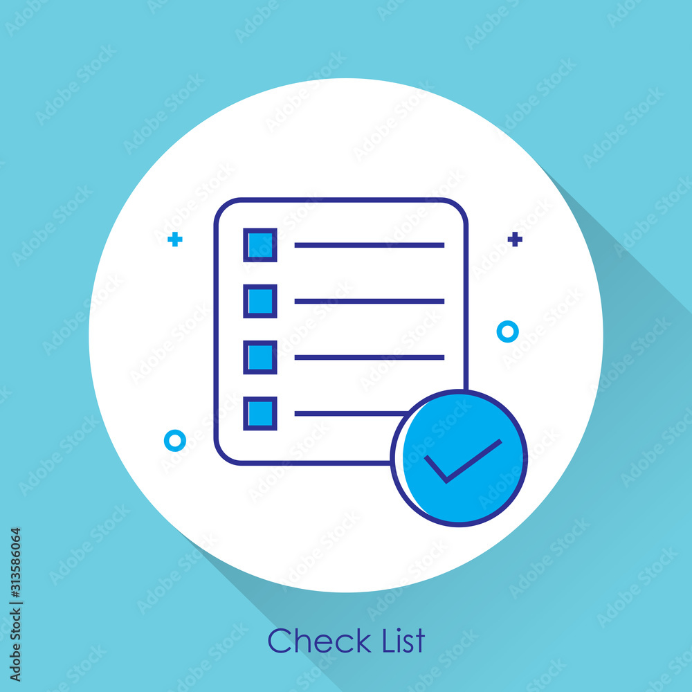 Poster clipboard and check marks. flat style design vector illustration