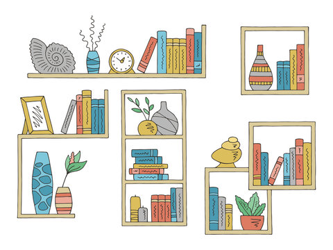 Shelves set graphic color isolated sketch illustration vector